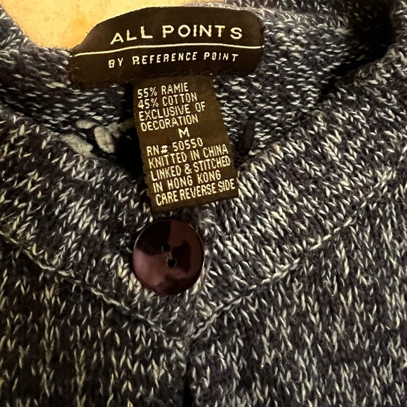 All Points Women’s Blue Knit Embellished Floral Button Front Cardigan   Size M. - Picture 2 of 8
